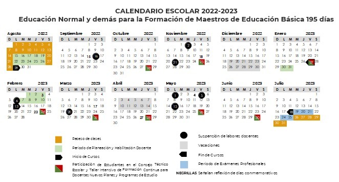 Calendario Escolar SEP 2022-2023 de 195 días