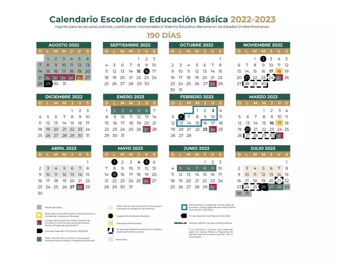 Calendario Escolar Ciclo Escolar 2022-2023