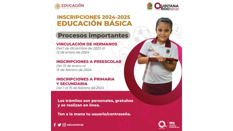 Inscripciones Educación Básica Quintana Roo